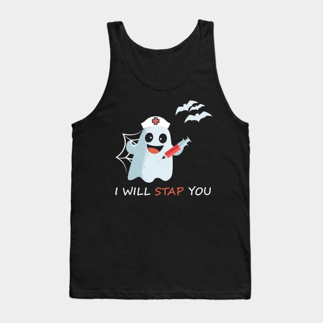 Nurse ghost I will stab you t-shirt funny Halloween Gift Tank Top by Trendy_Designs